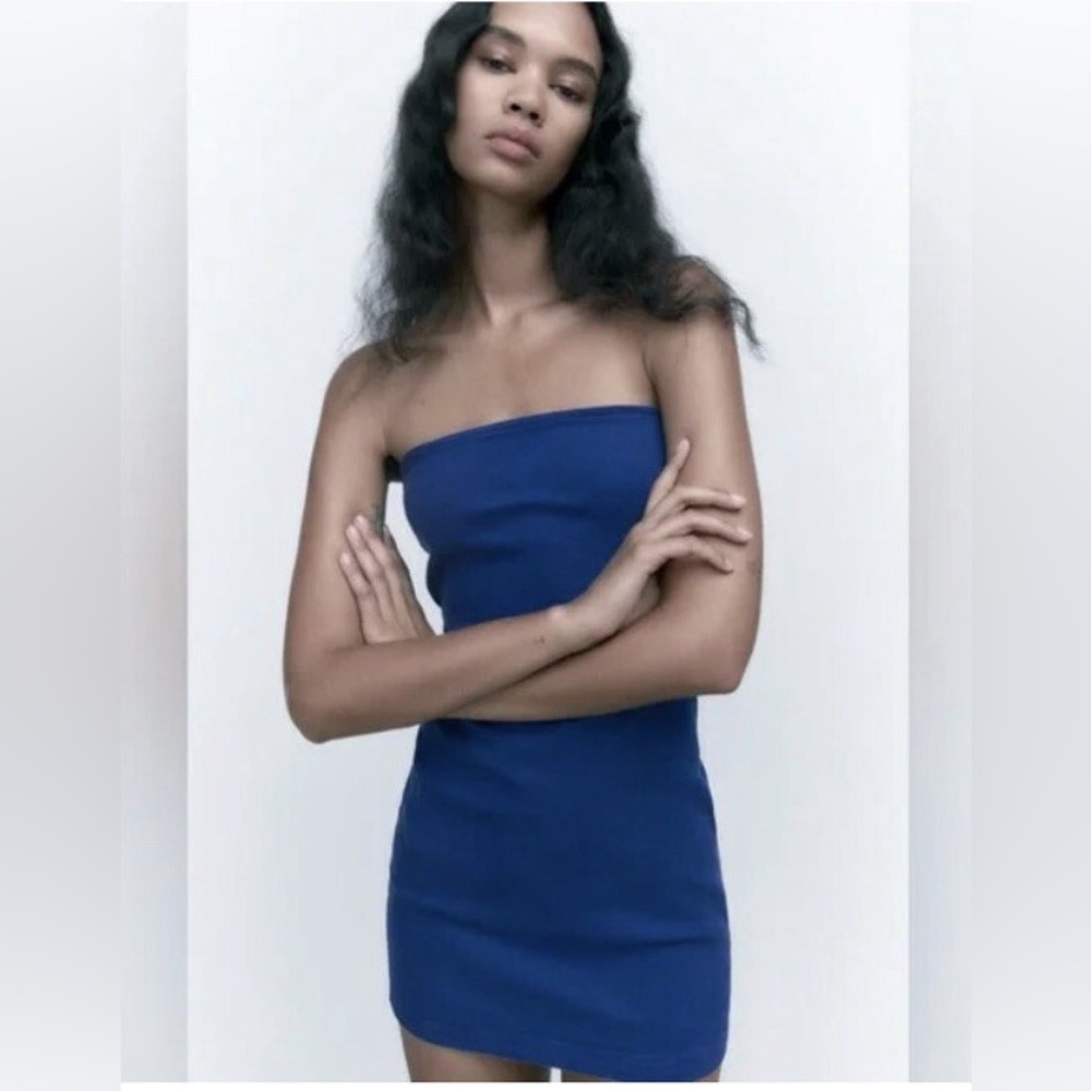 Zara Strapless Dress in Blue